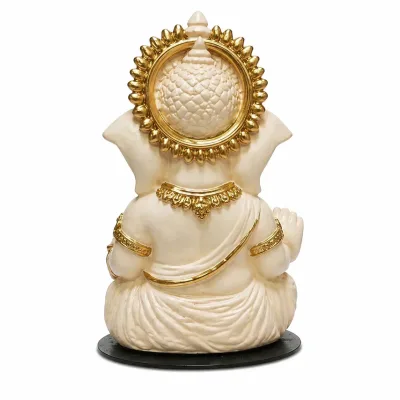 Peach Ivory Ganesha Idol – Car Dashboard & Home Decor | 3.3 Inch alternate view