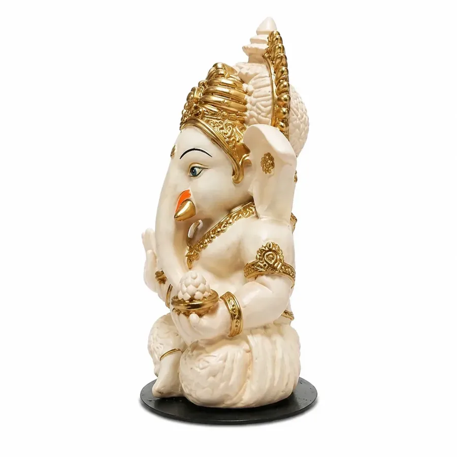 Peach Ivory Ganesha Idol – Car Dashboard & Home Decor | 3.3 Inch