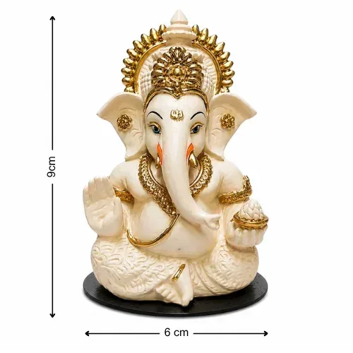 Peach Ivory Ganesha Idol – Car Dashboard & Home Decor | 3.3 Inch