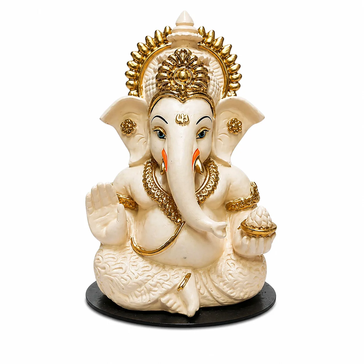 Peach Ivory Ganesha Idol – Car Dashboard & Home Decor | 3.3 Inch