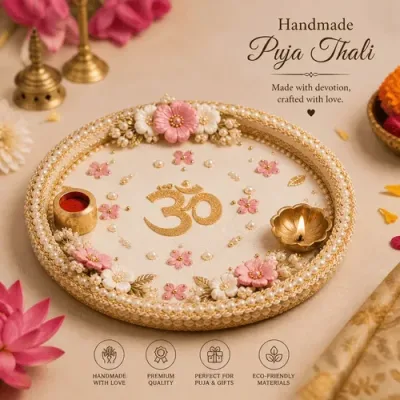 Handmade Puja Thali Set – Decorative Pooja Thali with Diya & Accessories for Aarti, Festivals & Gifting primary image
