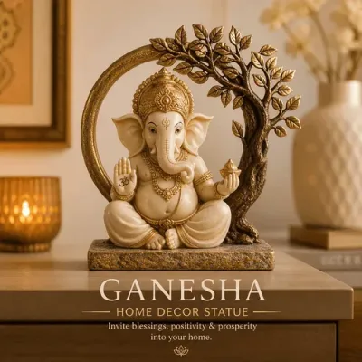 Handcrafted Ganesh Idol – Lord Ganesha Statue for Home Mandir, Office Decor & Gifting primary image