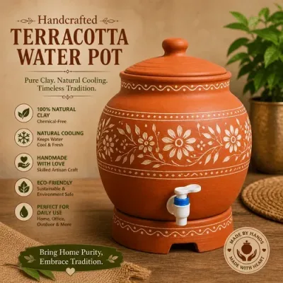Handmade Decorative Pot – Hand Painted Clay & Ceramic Pot for Home Decor, Plants & Gifting primary image