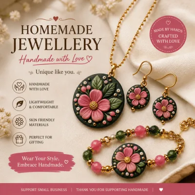 Handmade Ethnic Jewellery Set – Handcrafted Necklace, Earrings & Bracelet for Women & Girls primary image