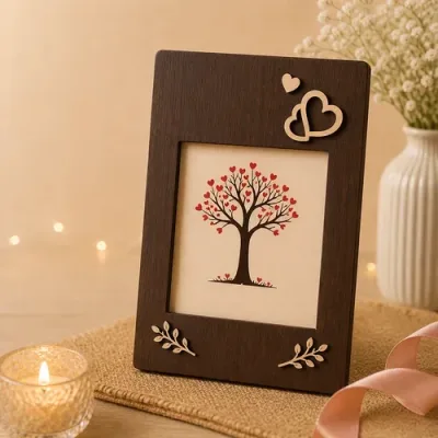 Handmade Wooden Photo Frame – Hand Carved Decorative Wood Picture Frame for Home Decor & Gifting alternate view
