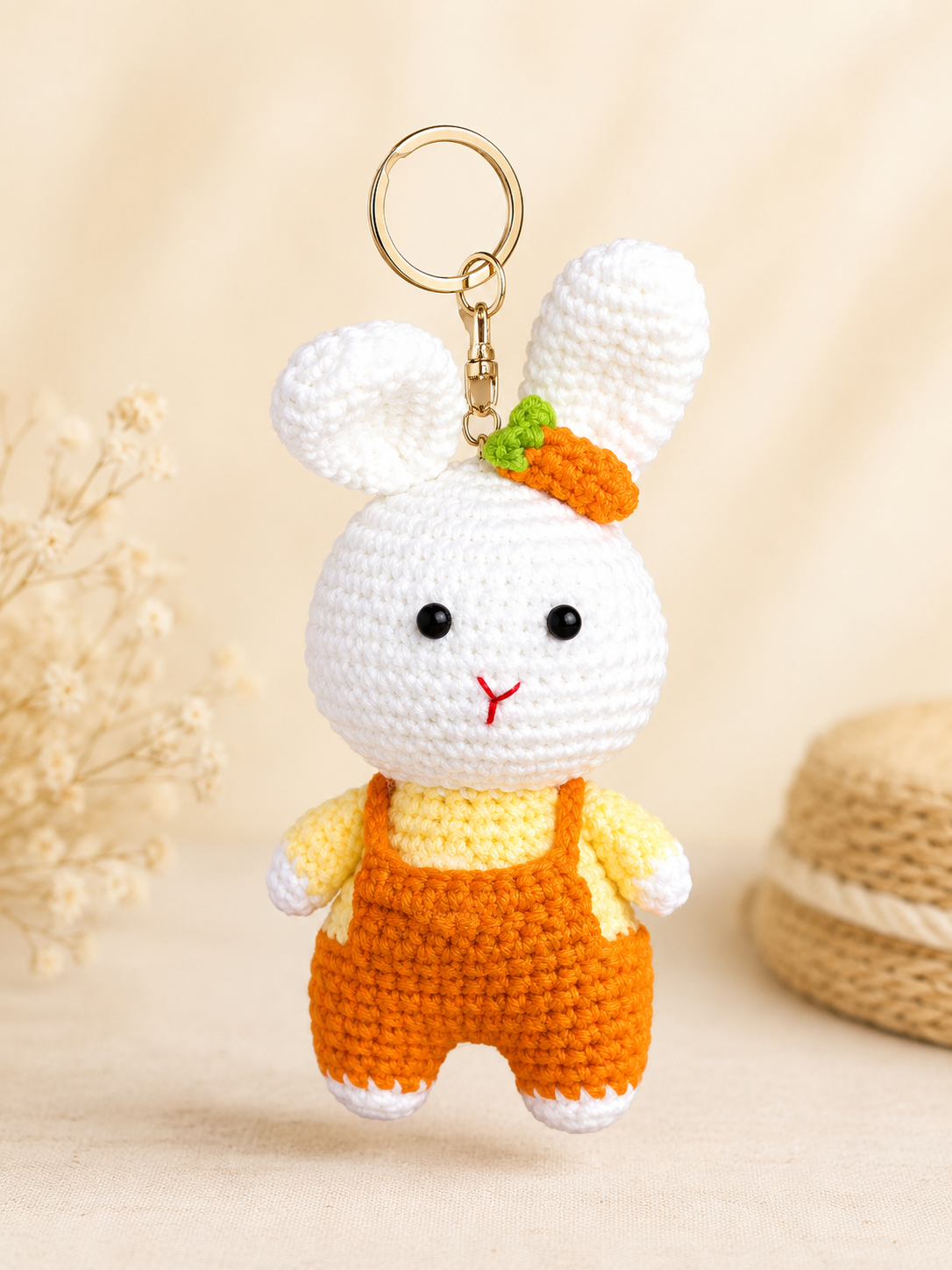 Handmade Crochet Bunny Keychain – Adorable Hand Knitted Amigurumi Rabbit Charm for Keys, Bags & Gifting alternate view