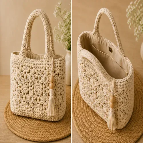 Handmade Crochet Bag – Boho Hand Knitted Tote, Shoulder & Sling Bag for Women & Girls