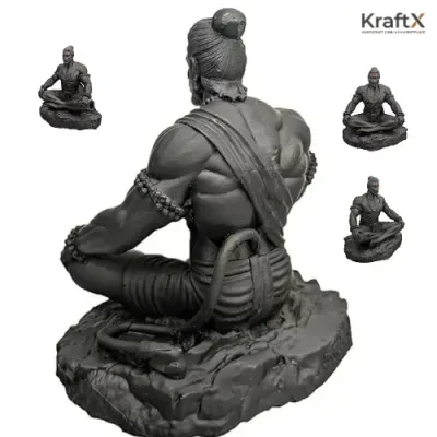 Bahubali Hanuman Ji Idol – Meditating Bajrangbali Murti for Car Dashboard & Gifting alternate view