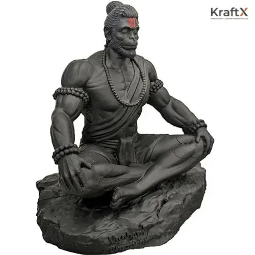Bahubali Hanuman Ji Idol – Meditating Bajrangbali Murti for Car Dashboard & Gifting