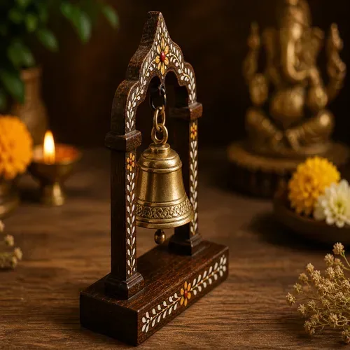 Handmade Brass Puja Bell – Traditional Pooja Ghanti for Home Mandir & Aarti