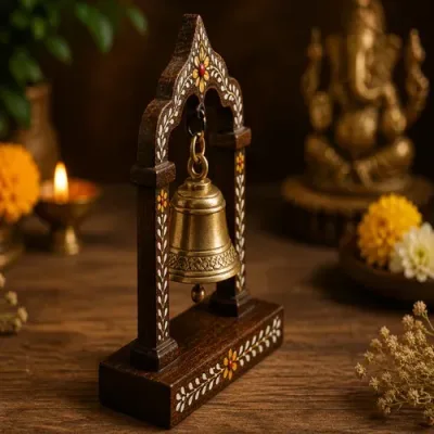 Handmade Brass Puja Bell – Traditional Pooja Ghanti for Home Mandir & Aarti alternate view
