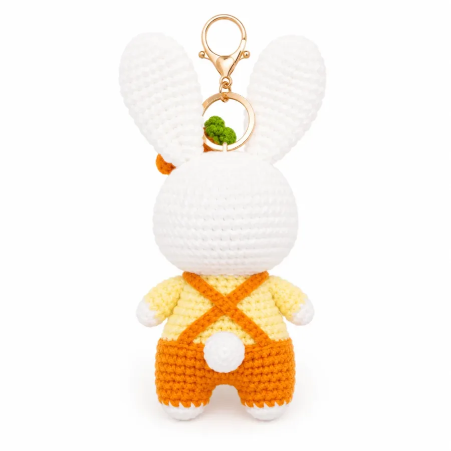 Handmade Crochet Bunny Keychain – Adorable Hand Knitted Amigurumi Rabbit Charm for Keys, Bags & Gifting