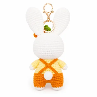 Handmade Crochet Bunny Keychain – Adorable Hand Knitted Amigurumi Rabbit Charm for Keys, Bags & Gifting