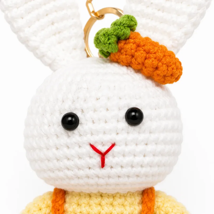 Handmade Crochet Bunny Keychain – Adorable Hand Knitted Amigurumi Rabbit Charm for Keys, Bags & Gifting