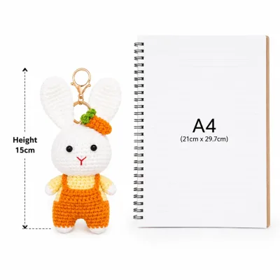 Handmade Crochet Bunny Keychain – Adorable Hand Knitted Amigurumi Rabbit Charm for Keys, Bags & Gifting