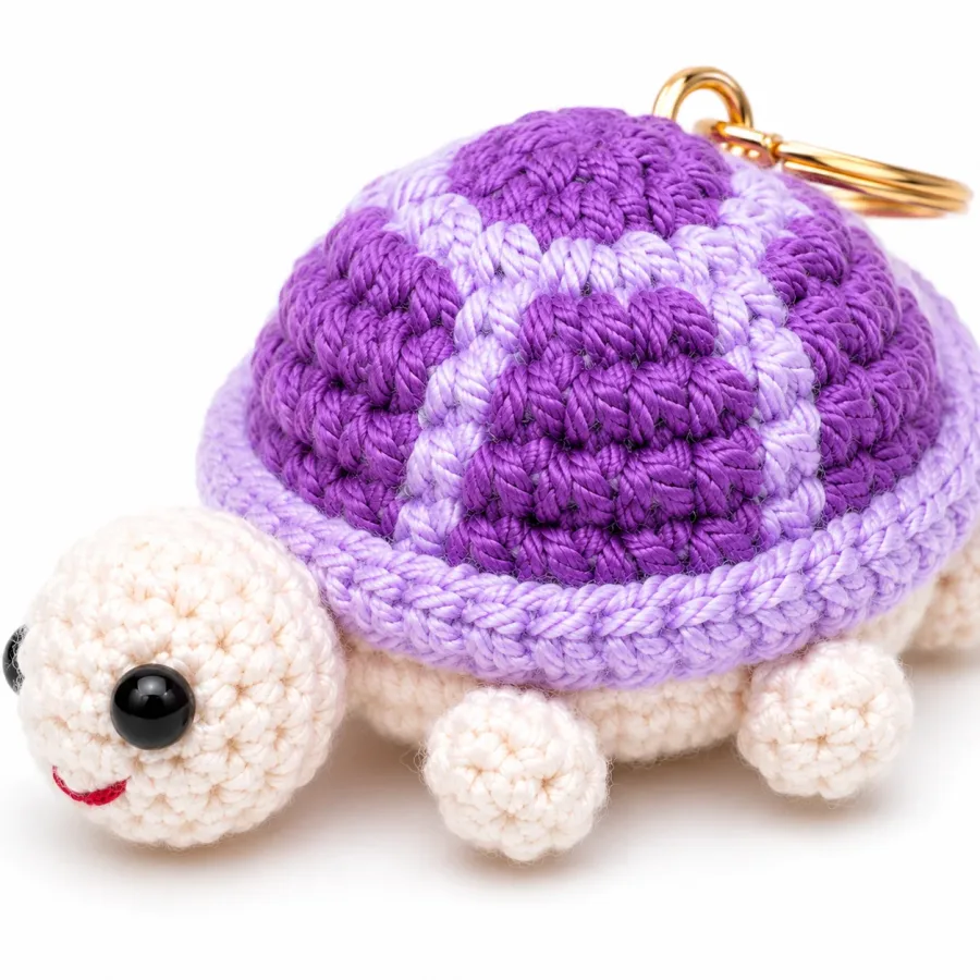 Handmade Crochet Turtle Keychain – Adorable Hand Knitted Amigurumi Sea Turtle Charm for Keys, Bags & Gifting
