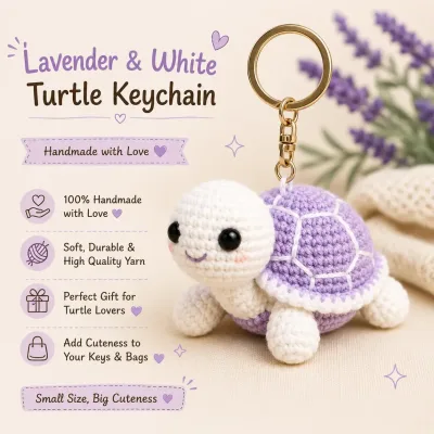 Handmade Crochet Turtle Keychain – Adorable Hand Knitted Amigurumi Sea Turtle Charm for Keys, Bags & Gifting primary image