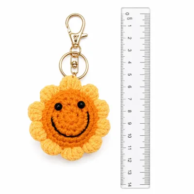 Handmade Crochet Sunflower Keychain – Bright Yellow Hand Knitted Sunflower Charm for Keys, Bags & Gifting