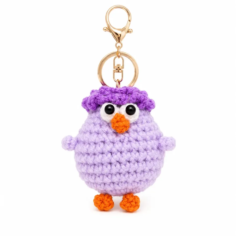 Handmade Crochet Lavender Duck Keychain – Adorable Hand Knitted Amigurumi Duck Charm for Keys, Bags & Gifting