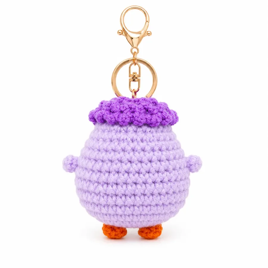 Handmade Crochet Lavender Duck Keychain – Adorable Hand Knitted Amigurumi Duck Charm for Keys, Bags & Gifting