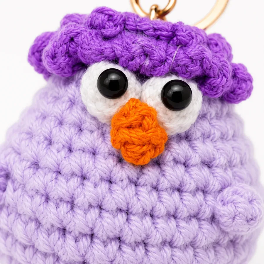 Handmade Crochet Lavender Duck Keychain – Adorable Hand Knitted Amigurumi Duck Charm for Keys, Bags & Gifting
