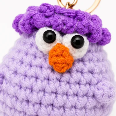 Handmade Crochet Lavender Duck Keychain – Adorable Hand Knitted Amigurumi Duck Charm for Keys, Bags & Gifting