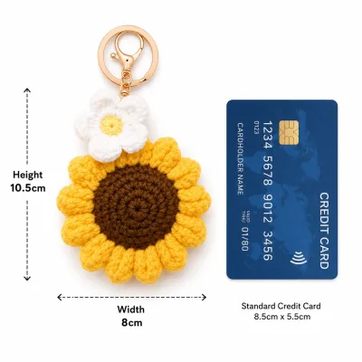 Handmade Crochet Double Sunflower Keychain – Two Blooms Hand Knitted Sunflower Charm for Keys, Bags & Gifting