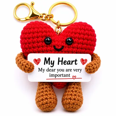 Handmade Crochet Red Heart Keychain – Hand Knitted Love Heart Charm for Keys, Bags & Gifting alternate view
