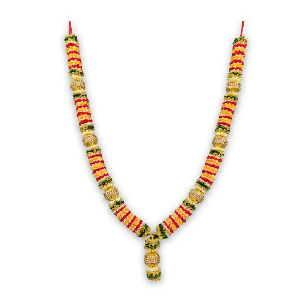 Premium Handmade Satin Ribbon Garland for Photo Frame & God Idol | Artificial Multicolor Mala for Photo Frame, God, Mandir, Murti and Temple