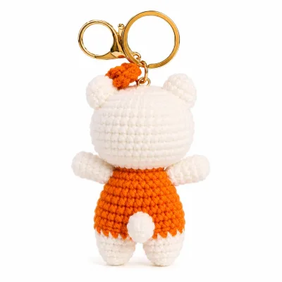 Handmade Crochet Kitty Keychain – Orange & White kitty Keychain Charm