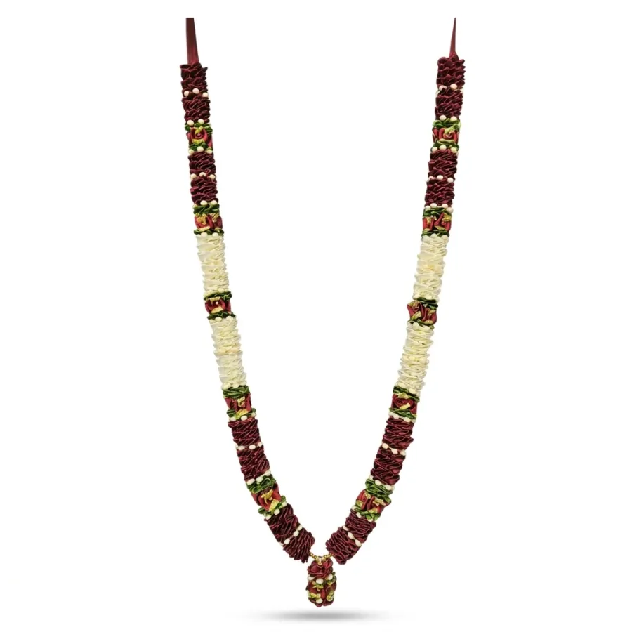 Flower Garland for Pooja Mandir Decoration, Hanging Mala for Photo Frame, Decorative Haar Mala for God Idols, Photo Frames of Loved Ones, Ancestors, Pitra & Pooja Room Décor (22inch)