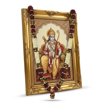 Flower Garland for Pooja Mandir Decoration, Hanging Mala for Photo Frame, Decorative Haar Mala for God Idols, Photo Frames of Loved Ones, Ancestors, Pitra & Pooja Room Décor (22inch) primary image