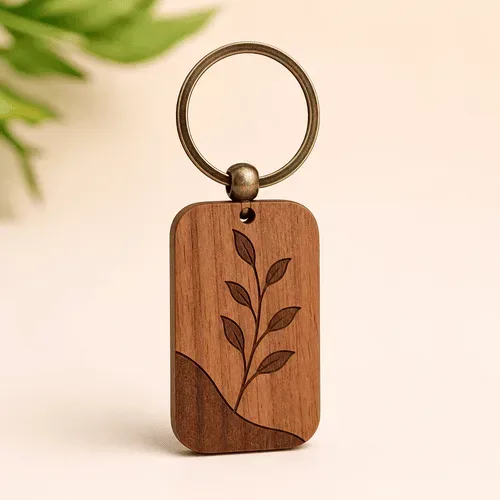 Handmade Wooden Keychain – Eco-Friendly Natural Wood Key Ring for Men, Women & Kids