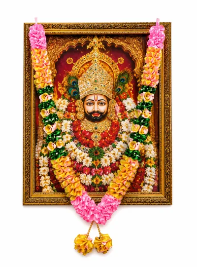 Pink Yellow Green Satin Ribbon Mala 26 Inch Handmade Rose Garland for Pooja Mandir primary image