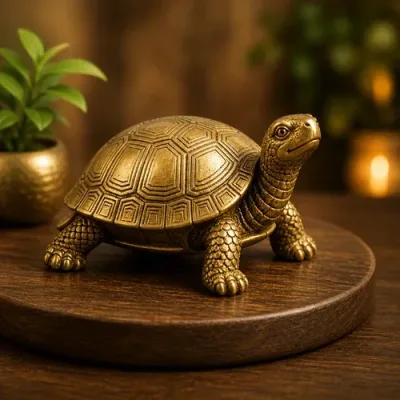 Handcrafted Vastu Tortoise Idol – Lucky Figurine for Wealth, Positive Energy & Home Decor