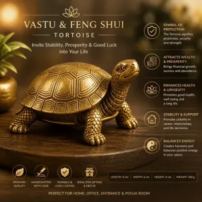 Handcrafted Vastu Tortoise Idol – Lucky Figurine for Wealth, Positive Energy & Home Decor